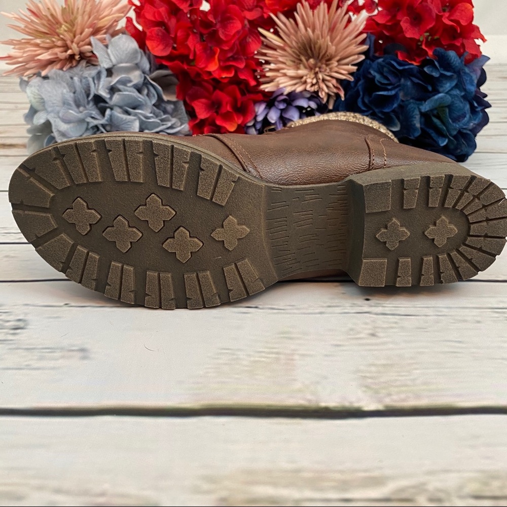 Brown Sweater Cuff Lace Up Ankle Boot - Picture 12 of 15